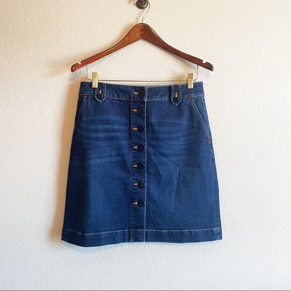 Talbots Dark Blue Button-Up Mini Skirt